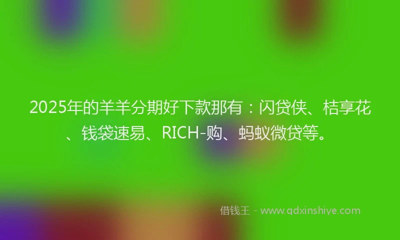 2025年的羊羊分期好下款那有：闪贷侠、桔享花、钱袋速易、RICH-购、蚂蚁微贷等。