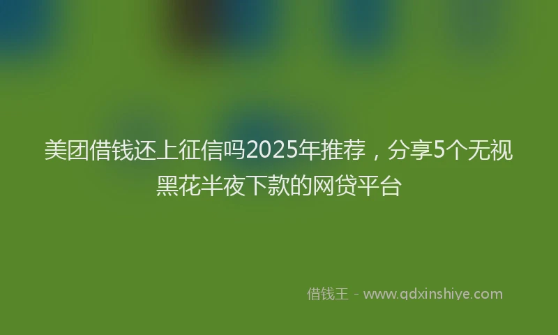 美团借钱还上征信吗2025年推荐，分享5个无视黑花半夜下款的网贷平台