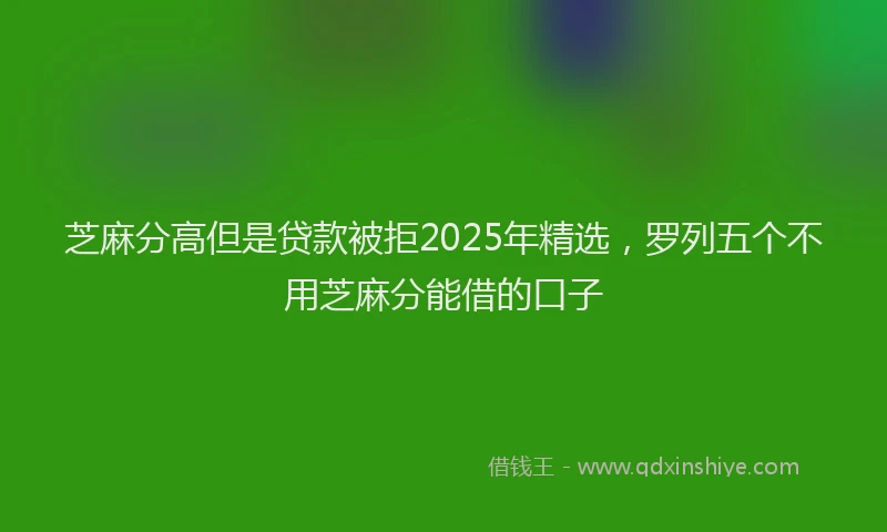 芝麻分高但是贷款被拒2025年精选，罗列五个不用芝麻分能借的口子