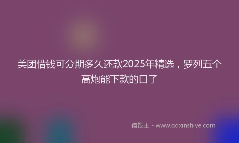 美团借钱可分期多久还款2025年精选，罗列五个高炮能下款的口子