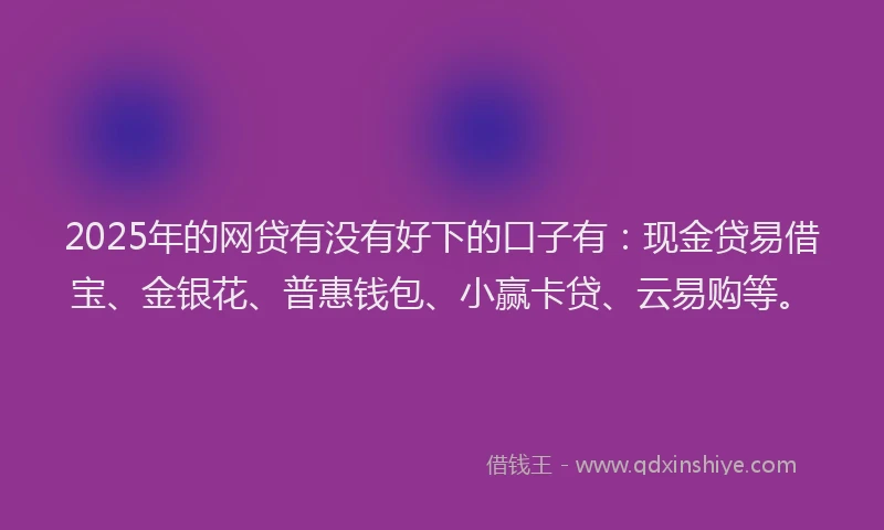 2025年的网贷有没有好下的口子有：现金贷易借宝、金银花、普惠钱包、小赢卡贷、云易购等。
