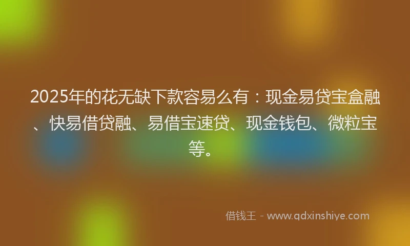 2025年的花无缺下款容易么有：现金易贷宝盒融、快易借贷融、易借宝速贷、现金钱包、微粒宝等。