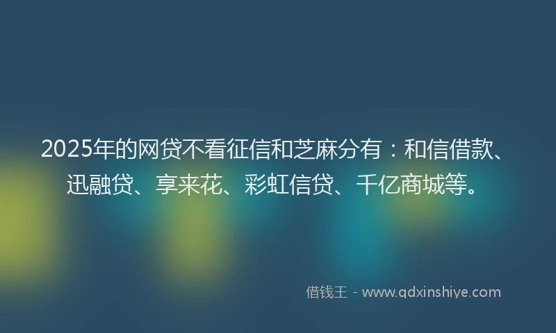 2025年的网贷不看征信和芝麻分有：和信借款、迅融贷、享来花、彩虹信贷、千亿商城等。