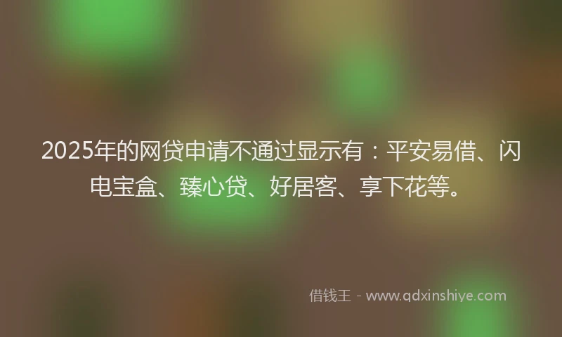 2025年的网贷申请不通过显示有：平安易借、闪电宝盒、臻心贷、好居客、享下花等。