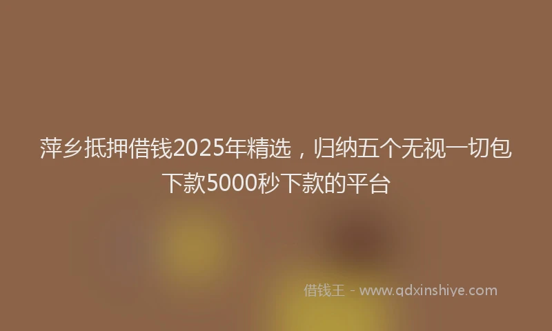 萍乡抵押借钱2025年精选，归纳五个无视一切包下款5000秒下款的平台