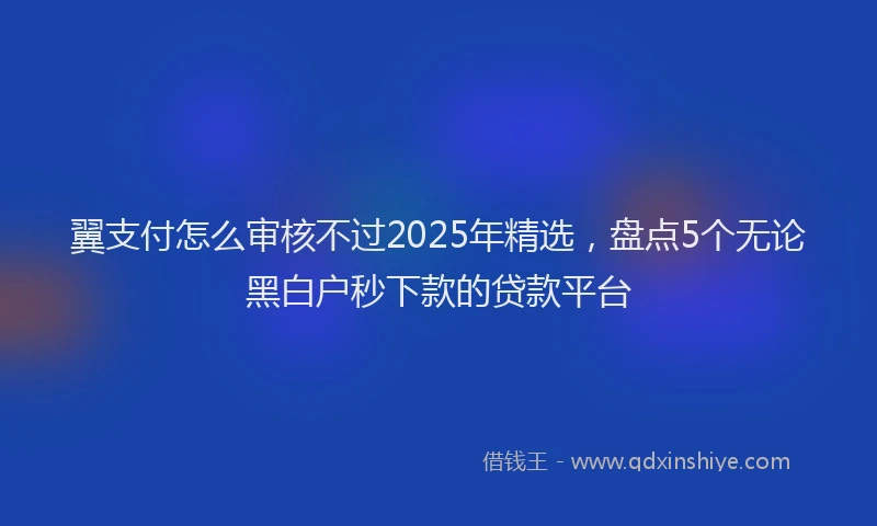 翼支付怎么审核不过2025年精选，盘点5个无论黑白户秒下款的贷款平台