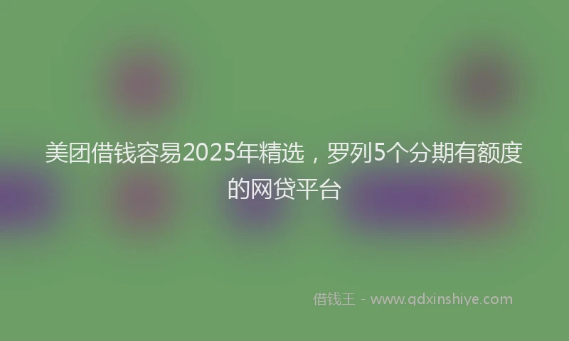 美团借钱容易2025年精选，罗列5个分期有额度的网贷平台