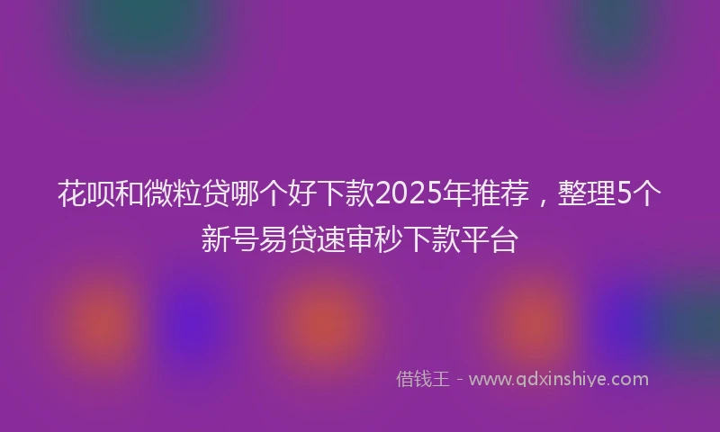 花呗和微粒贷哪个好下款2025年推荐，整理5个新号易贷速审秒下款平台