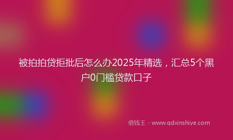 被拍拍贷拒批后怎么办2025年精选，汇总5个黑户0门槛贷款口子