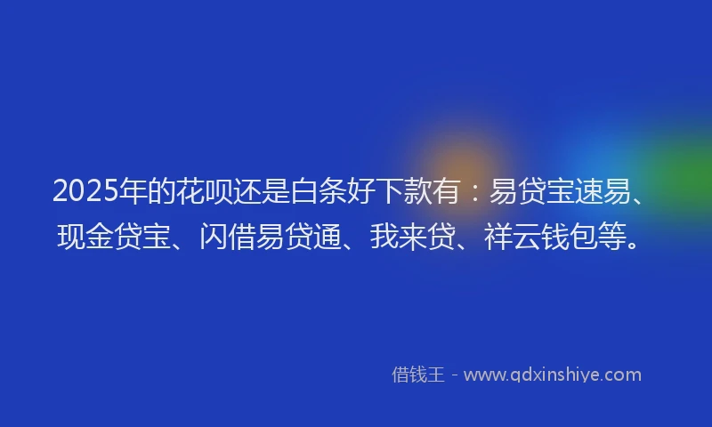 2025年的花呗还是白条好下款有：易贷宝速易、现金贷宝、闪借易贷通、我来贷、祥云钱包等。