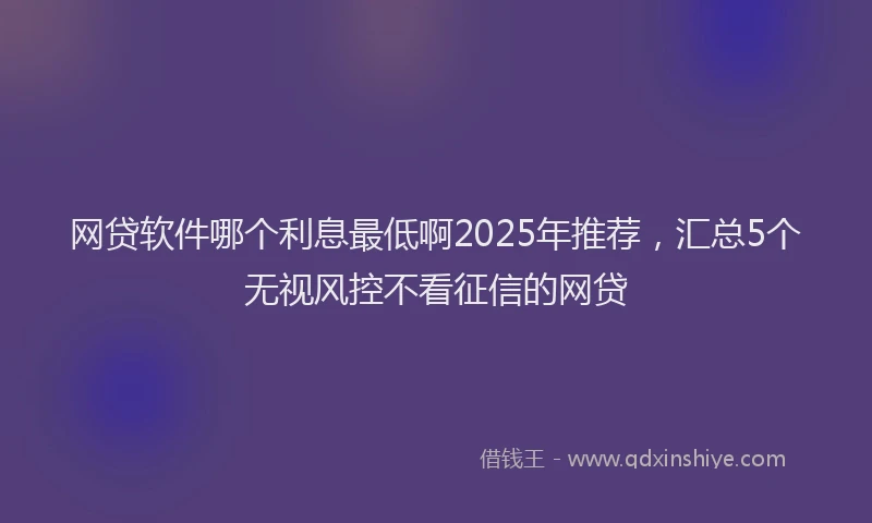 网贷软件哪个利息最低啊2025年推荐，汇总5个无视风控不看征信的网贷