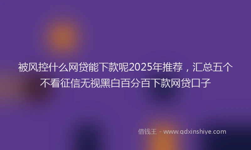被风控什么网贷能下款呢2025年推荐，汇总五个不看征信无视黑白百分百下款网贷口子