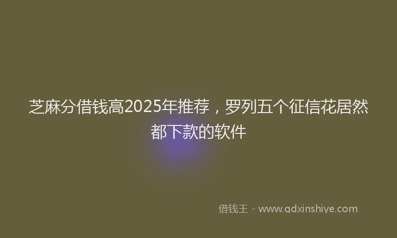 芝麻分借钱高2025年推荐，罗列五个征信花居然都下款的软件
