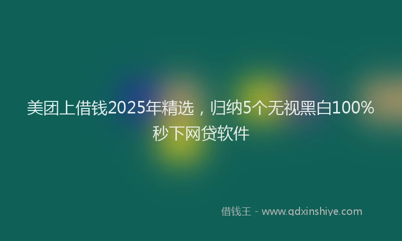 美团上借钱2025年精选，归纳5个无视黑白100%秒下网贷软件
