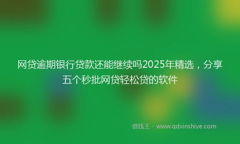 网贷逾期银行贷款还能继续吗2025年精选，分享五个秒批网贷轻松贷的软件