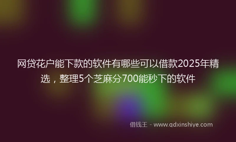 网贷花户能下款的软件有哪些可以借款2025年精选，整理5个芝麻分700能秒下的软件