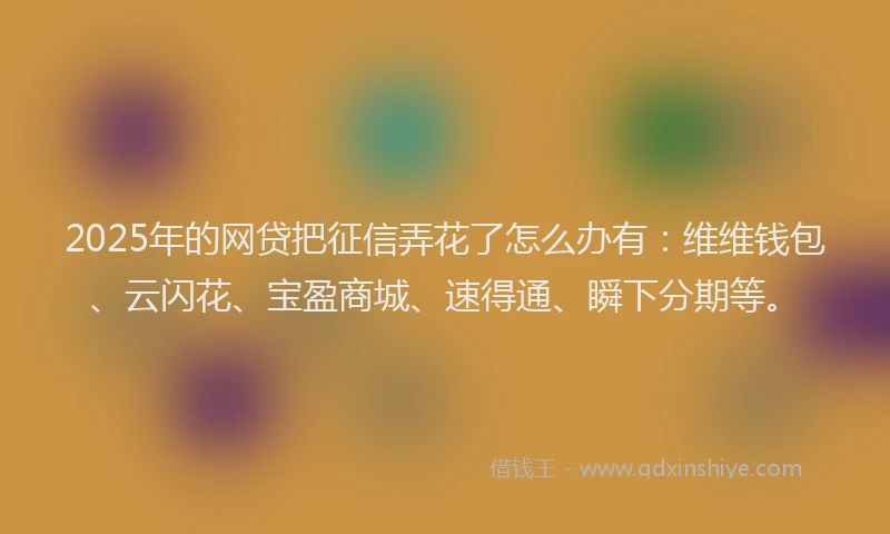 2025年的网贷把征信弄花了怎么办有：维维钱包、云闪花、宝盈商城、速得通、瞬下分期等。