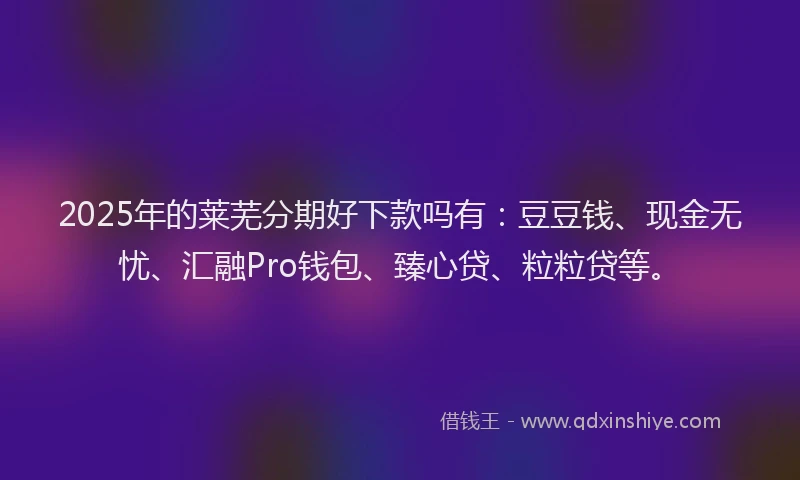 2025年的莱芜分期好下款吗有：豆豆钱、现金无忧、汇融Pro钱包、臻心贷、粒粒贷等。
