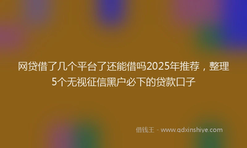 网贷借了几个平台了还能借吗2025年推荐，整理5个无视征信黑户必下的贷款口子