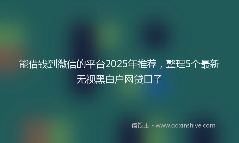 能借钱到微信的平台2025年推荐，整理5个最新无视黑白户网贷口子