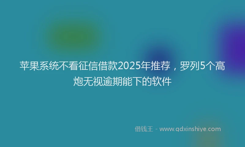 苹果系统不看征信借款2025年推荐，罗列5个高炮无视逾期能下的软件