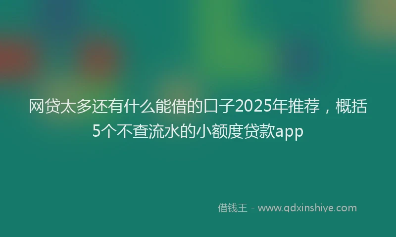网贷太多还有什么能借的口子2025年推荐，概括5个不查流水的小额度贷款app