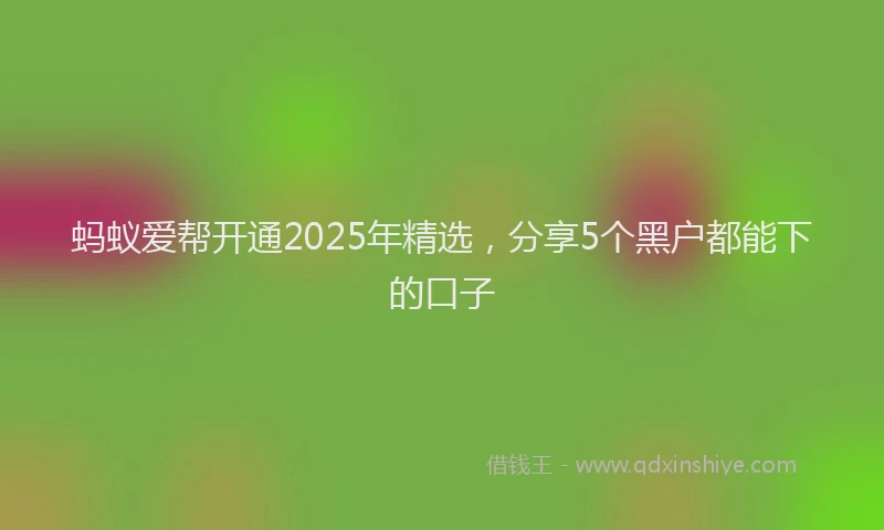 蚂蚁爱帮开通2025年精选，分享5个黑户都能下的口子