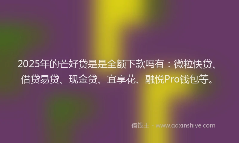 2025年的芒好贷是是全额下款吗有：微粒快贷、借贷易贷、现金贷、宜享花、融悦Pro钱包等。