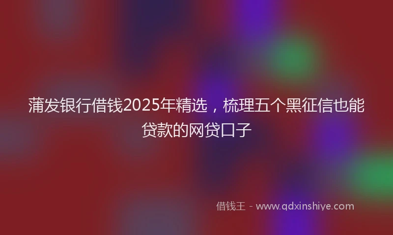 蒲发银行借钱2025年精选，梳理五个黑征信也能贷款的网贷口子