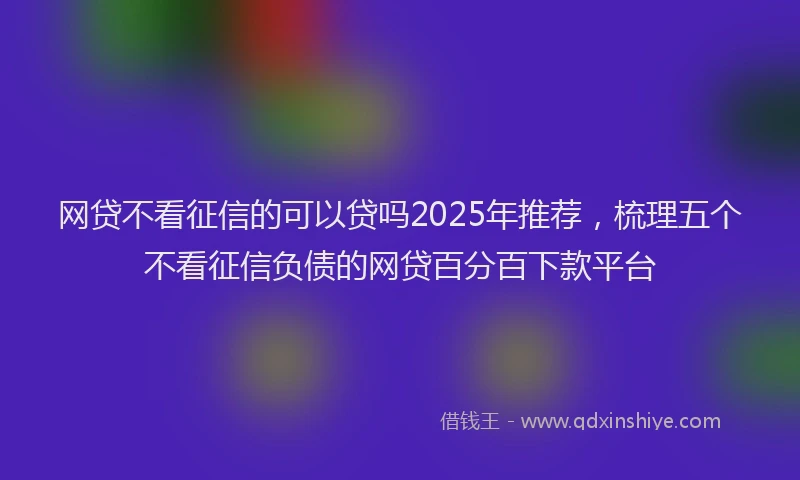 网贷不看征信的可以贷吗2025年推荐，梳理五个不看征信负债的网贷百分百下款平台
