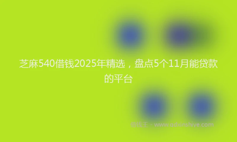 芝麻540借钱2025年精选，盘点5个11月能贷款的平台