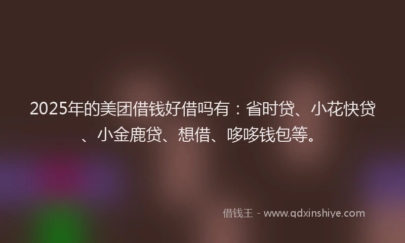 2025年的美团借钱好借吗有：省时贷、小花快贷、小金鹿贷、想借、哆哆钱包等。