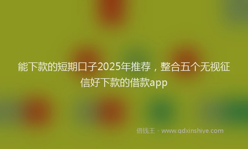 能下款的短期口子2025年推荐，整合五个无视征信好下款的借款app