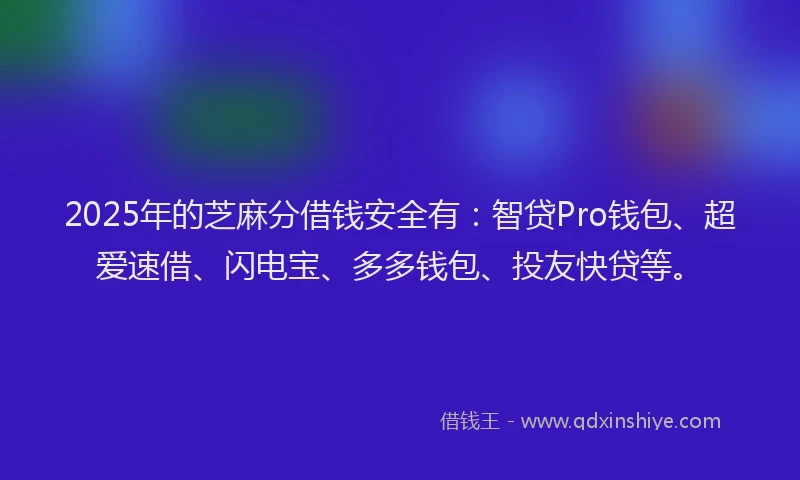 2025年的芝麻分借钱安全有：智贷Pro钱包、超爱速借、闪电宝、多多钱包、投友快贷等。