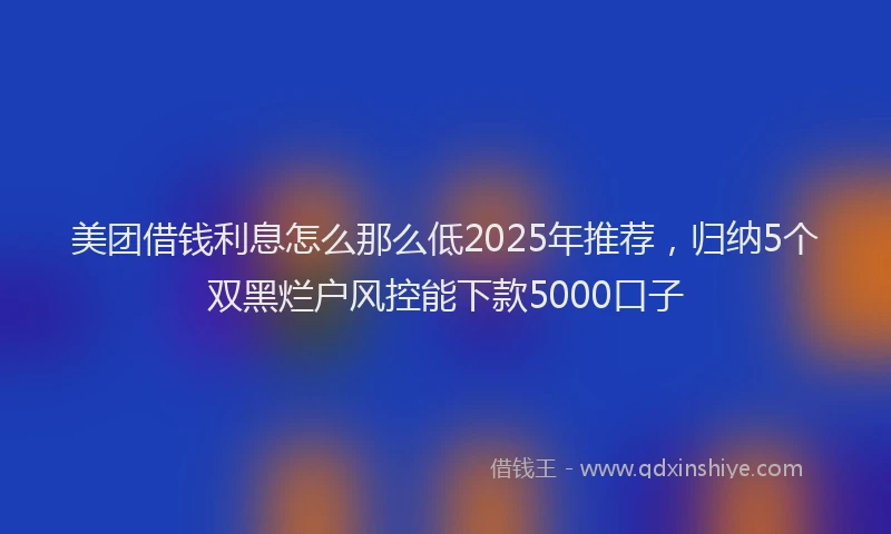 美团借钱利息怎么那么低2025年推荐，归纳5个双黑烂户风控能下款5000口子