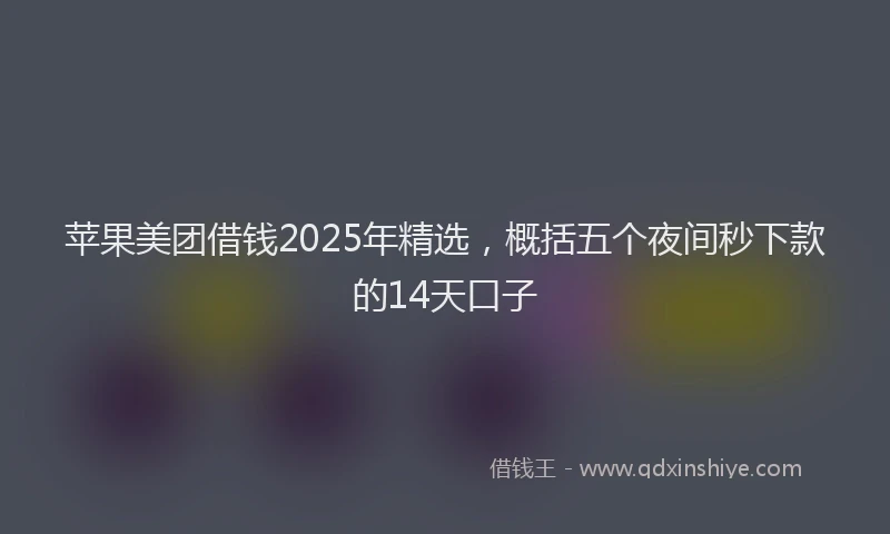 苹果美团借钱2025年精选，概括五个夜间秒下款的14天口子