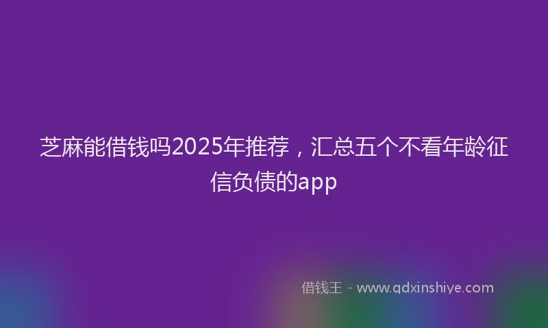 芝麻能借钱吗2025年推荐，汇总五个不看年龄征信负债的app