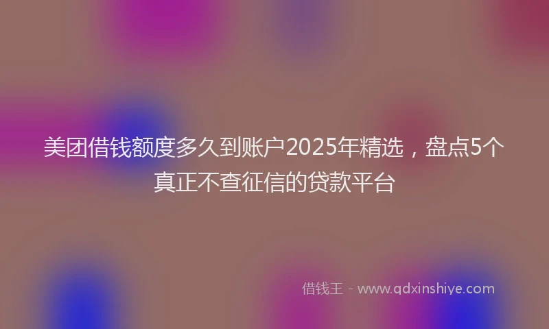 美团借钱额度多久到账户2025年精选，盘点5个真正不查征信的贷款平台