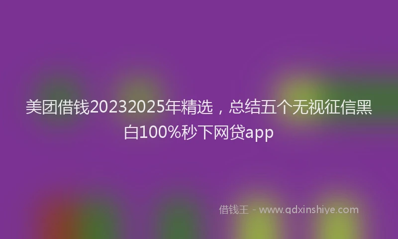美团借钱20232025年精选，总结五个无视征信黑白100%秒下网贷app