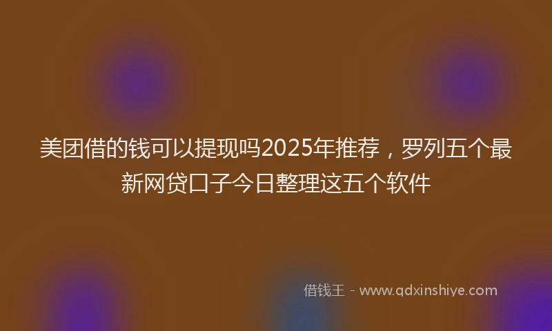 美团借的钱可以提现吗2025年推荐，罗列五个最新网贷口子今日整理这五个软件