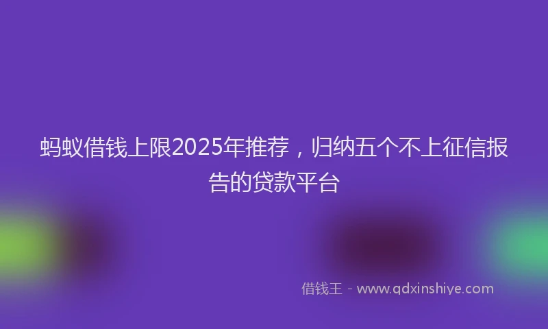 蚂蚁借钱上限2025年推荐，归纳五个不上征信报告的贷款平台
