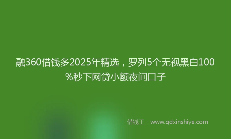 融360借钱多2025年精选，罗列5个无视黑白100%秒下网贷小额夜间口子