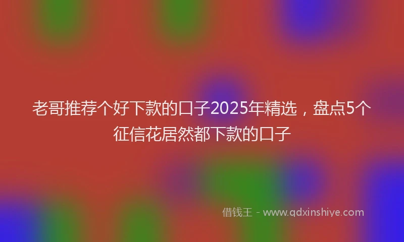 老哥推荐个好下款的口子2025年精选，盘点5个征信花居然都下款的口子