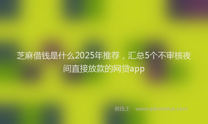 芝麻借钱是什么2025年推荐，汇总5个不审核夜间直接放款的网贷app
