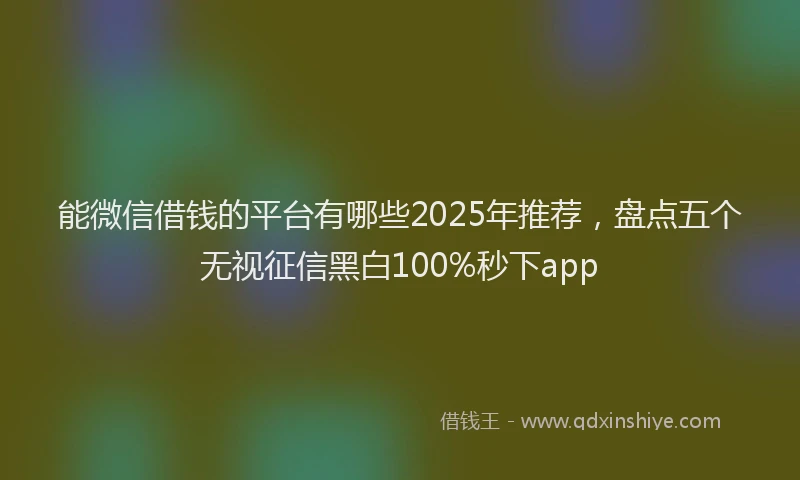 能微信借钱的平台有哪些2025年推荐，盘点五个无视征信黑白100%秒下app