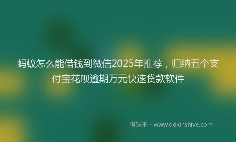 蚂蚁怎么能借钱到微信2025年推荐，归纳五个支付宝花呗逾期万元快速贷款软件