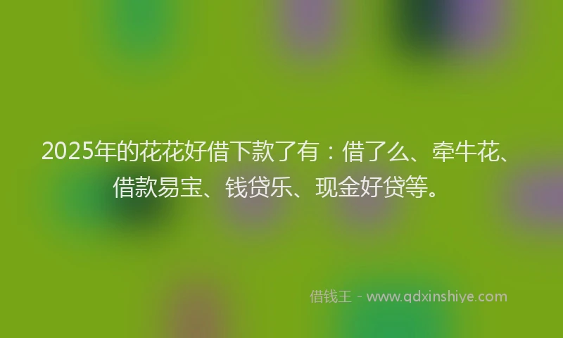 2025年的花花好借下款了有：借了么、牵牛花、借款易宝、钱贷乐、现金好贷等。
