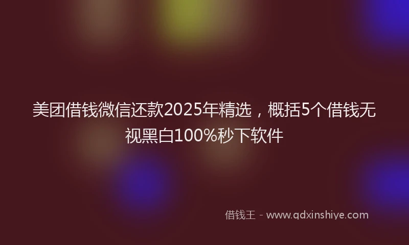 美团借钱微信还款2025年精选，概括5个借钱无视黑白100%秒下软件