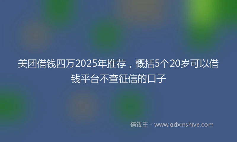美团借钱四万2025年推荐，概括5个20岁可以借钱平台不查征信的口子