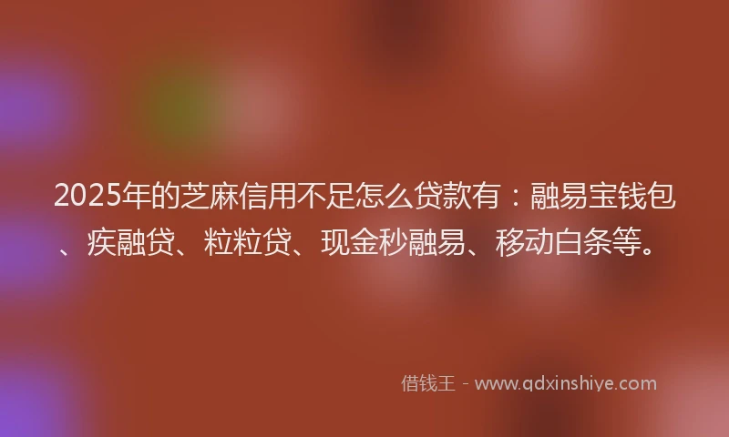 2025年的芝麻信用不足怎么贷款有：融易宝钱包、疾融贷、粒粒贷、现金秒融易、移动白条等。
